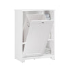 SoBuy BZR105-W Badrumsskåp med Tvättkorg – Badrumsmöbel med Lockkorg och 3 Hyllor, För Smutsig Tvätt, Trä, Vit, 60x37x86 cm