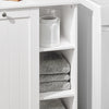 SoBuy BZR105-W Badrumsskåp med Tvättkorg – Badrumsmöbel med Lockkorg och 3 Hyllor, För Smutsig Tvätt, Trä, Vit, 60x37x86 cm