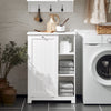 SoBuy BZR105-W Badrumsskåp med Tvättkorg – Badrumsmöbel med Lockkorg och 3 Hyllor, För Smutsig Tvätt, Trä, Vit, 60x37x86 cm