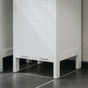 SoBuy BZR122-W Badrumsmöbel med tvättkorg – kompakt badrumsskåp med fällbar säck – platsbesparande förvaringsmöbel i trä, vit, 30x90x30 cm