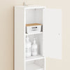 SoBuy BZR167-GW Högskåp för badrum, smalt förvaringsskåp med 1 låda, 2 dörrar och 5 öppna fack, justerbara hyllor, högglans vit, 20x20x180 cm