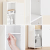 SoBuy BZR167-GW Högskåp för badrum, smalt förvaringsskåp med 1 låda, 2 dörrar och 5 öppna fack, justerbara hyllor, högglans vit, 20x20x180 cm