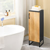 SoBuy BZR203-SCH Smalt Badrumsskåp i Bambudesign – Kompakt Förvaringsskåp med Dörr, Perfekt för Toalett, Badrum eller Kök, 30x30x90cm – Modell
