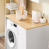 SoBuy BZR217-WN Tvättmaskinsmöbel – Badrumsskåp med tvättkorg och låda, för tvättmaskin och torktumlare, trämöbel i vitt, 100 x 60 x 90 cm