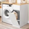 SoBuy BZR217-WN Tvättmaskinsmöbel – Badrumsskåp med tvättkorg och låda, för tvättmaskin och torktumlare, trämöbel i vitt, 100 x 60 x 90 cm