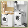 SoBuy BZR217-WN Tvättmaskinsmöbel – Badrumsskåp med tvättkorg och låda, för tvättmaskin och torktumlare, trämöbel i vitt, 100 x 60 x 90 cm