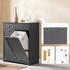SoBuy BZR33-II-DG Badrumsskåp med tvättkorg – Lågt skåp med 2 lådor och stor kapacitet för tvättpåsar, förvaringsmöbel, tvättkista, grå, L78xD38xH90 cm