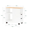 SoBuy FBT130-WN Sidobord, Avlastningsbord med 2 Lådor, Öppet Fack, Förvaringsmöbel på hjul, Vagn för Vardagsrum, Kontor, Sovrum, Vit, L60xD30xH60 cm