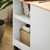 SoBuy FBT130-WN Sidobord, Avlastningsbord med 2 Lådor, Öppet Fack, Förvaringsmöbel på hjul, Vagn för Vardagsrum, Kontor, Sovrum, Vit, L60xD30xH60 cm
