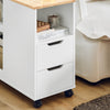SoBuy FBT130-WN Sidobord, Avlastningsbord med 2 Lådor, Öppet Fack, Förvaringsmöbel på hjul, Vagn för Vardagsrum, Kontor, Sovrum, Vit, L60xD30xH60 cm