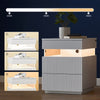 SoBuy FBT167-E-W nattduksbord med 3 lådor och LED-ljus, 3 justerbara ljusfärger, modernt nattduksbord för sovrum och vardagsrum, B 41 × D 40 × H 52 cm, vit