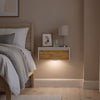 SoBuy FBT174-E-WN Vägghängd Nattduksbord med Rörelsesensor-Lampa, Trådlöst Nattduksbord med Svävande Design och Låda för Sovrum, Vardagsrum eller Hall, 40x29,8x15,6 cm, Vit Natur
