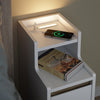 SoBuy FBT178-E-WN Smalt sängbord 22 cm med touch-lampa och Type-C-laddning sovrum, vit, 22 x 34 x 60 cm