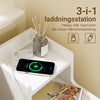 SoBuy FBT178-E-WN Smalt sängbord 22 cm med touch-lampa och Type-C-laddning sovrum, vit, 22 x 34 x 60 cm