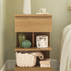 SoBuy FBT49-Nx2 Sängbord – 2-pack med 1 låda & 2 hyllor, Modern Förvaringsmöbel för Sovrum, L39 x D39 x H65 cm, Naturlig
