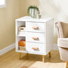 SoBuy FBT95-W Sidobord / Soffbord / Sängbord – Nattduksbord med 3 lådor och 2 förvaringshyllor