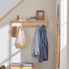 SoBuy FHK06-N Väggmonterad handdukshängare/klädhängare i bambu med hylla och 6 krokar