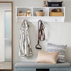 SoBuy FHK35-W Väggmonterad Klädhängare, Väggkrok, Förvaringshylla, Hallmöbel med 3 Fack och 3 Krokar för Korridor, Entré, Vardagsrum, Kontor och Sovrum, Vit, L100xD20xH30 cm
