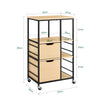SoBuy FKW111-N Serveringsvagn med hjul, Rullvagn med lådor, Köksvagn, Sidobord, Trä med 3 hyllor, Kökshylla i metall i industriell design för kök och hem, 89 x 53 x 37 cm, Naturlig trälook