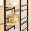 SoBuy FKW111-N Serveringsvagn med hjul, Rullvagn med lådor, Köksvagn, Sidobord, Trä med 3 hyllor, Kökshylla i metall i industriell design för kök och hem, 89 x 53 x 37 cm, Naturlig trälook