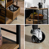 SoBuy FKW111-PF Köksvagn på hjul med lådor – Industriell stil i vintage trä och svart metall, låg köksmöbel med förvaringshyllor 89x53x37cm