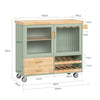 SoBuy FKW114-GR Rullbord för Kök med Träskiva, Central Köksö för Matrum, Förvaring och Grön/Neutral Design 109 × 40 × 92 cm