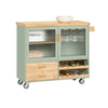 SoBuy FKW114-GR Rullbord för Kök med Träskiva, Central Köksö för Matrum, Förvaring och Grön/Neutral Design 109 × 40 × 92 cm