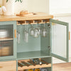 SoBuy FKW114-GR Rullbord för Kök med Träskiva, Central Köksö för Matrum, Förvaring och Grön/Neutral Design 109 × 40 × 92 cm