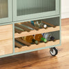 SoBuy FKW114-GR Rullbord för Kök med Träskiva, Central Köksö för Matrum, Förvaring och Grön/Neutral Design 109 × 40 × 92 cm