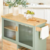 SoBuy FKW114-GR Rullbord för Kök med Träskiva, Central Köksö för Matrum, Förvaring och Grön/Neutral Design 109 × 40 × 92 cm