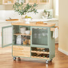 SoBuy FKW114-GR Rullbord för Kök med Träskiva, Central Köksö för Matrum, Förvaring och Grön/Neutral Design 109 × 40 × 92 cm
