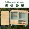 SoBuy FKW114-GR Rullbord för Kök med Träskiva, Köksö på Hjul med Vinställ och Glasdörrar, 109 × 40 × 92 cm – Grön