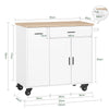 SoBuy FKW126-WN Kökö till Förvaring med Hjul – Multifunktionell Köksö, Buffé och Förvaringsskåp med 2 Lådor och 2 Dörrar, 105x46x92 cm