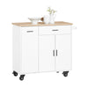 SoBuy FKW126-WN Kökö till Förvaring med Hjul – Multifunktionell Köksö, Buffé och Förvaringsskåp med 2 Lådor och 2 Dörrar, 105x46x92 cm