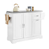 SoBuy FKW128-ST Köksö på Hjul med Utdragbar Bänkskiva, Platsbesparande Köksvagn, Rullande Köksvagn med Två Lådor och Justerbar Hylla, 130 x 46-71 x 91 cm, Vit