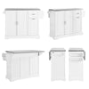 SoBuy FKW128-ST Köksö på Hjul med Utdragbar Bänkskiva, Platsbesparande Köksvagn, Rullande Köksvagn med Två Lådor och Justerbar Hylla, 130 x 46-71 x 91 cm, Vit
