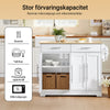 Förköp SoBuy FKW129-WN Köksvagn med hjul 113x91x(44–69) cm – Utfällbar Arbetsyta, 2 Lådor, Justerbara Hyllor, Köksö – Vit
