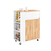 SoBuy FKW132-WN Köksvagn på Hjul – Köksmöbel med Arbetsyta i Gummiträ, Fristående Köksenhet för Matbord och Kaffestation 70 x 40 x 90 cm Vit