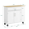 SoBuy FKW133-WN Köksö med Arbetsyta – Rullbar Köksvagn & Serveringsvagn med Låda, Fristående Köksö på Hjul för Kök, Matsal & Utomhus, Vit 99x40x85 cm