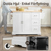 SoBuy FKW41-WN Köksö på hjul 130x46(+25)x91 cm – Utdragbar Arbetsyta, 3 Lådor, Justerbar Hylla, 90 kg – Vit/Naturträ