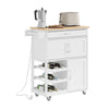 SoBuy FKW45-E-WN Köksvagn med eluttag, 75x37,6x86,5 cm, för kök & kaffehörna