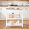 SoBuy FKW47-II-W köksvagn på hjul, köksö med vinhylla, rostfri arbetsyta, flernivå-servingsvagn för förvaring i skafferi, utomhus, frukostbar eller matsal, vit 81x45x90 cm