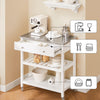 SoBuy FKW47-II-W köksvagn på hjul, köksö med vinhylla, rostfri arbetsyta, flernivå-servingsvagn för förvaring i skafferi, utomhus, frukostbar eller matsal, vit 81x45x90 cm
