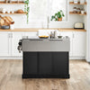 SoBuy FKW71-II-SCH Köksö på hjul 115x92x(46–71) cm – Utdragbar Arbetsyta +25 cm, 2 Lådor, 360° Hjul, 100 kg – Svart