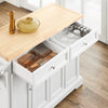 SoBuy FKW71-II-WN Köksvagn med Hjul, Central Ö med Utdragbart Arbetsbord Mobil Chariot för Kök eller Matrum, Köksmöbel med Förvaring Vit 115x46/71x92 cm