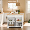 SoBuy FKW71-III-WN Köksvagn med Hjul, Central Ö med Utdragbart Arbetsbord Mobil Chariot för Kök eller Matrum, Köksmöbel med Förvaring Vit 115x46/71x92 cm