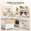 SoBuy FKW71-III-WN Köksvagn med Hjul, Central Ö med Utdragbart Arbetsbord Mobil Chariot för Kök eller Matrum, Köksmöbel med Förvaring Vit 115x46/71x92 cm