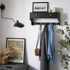 SoBuy Klädhängare Hängare med 5 krokar Vägghylla med 2 korgar FRG178-SCH