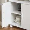 SoBuy FRG241-W Köksvagn med hjul – Serveringsvagn med dörrar och justerbar hylla – Kompakt förvaringsmöbel för mikrovågsugn, kontor eller matsal, 92x59x40cm, Vit
