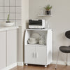 SoBuy FRG241-W Köksvagn med hjul – Kompakt köksförvaring med dörrar och justerbar hylla – Perfekt för mikrovågsugn, kontor eller matsal, 55x38x84 cm, Vit